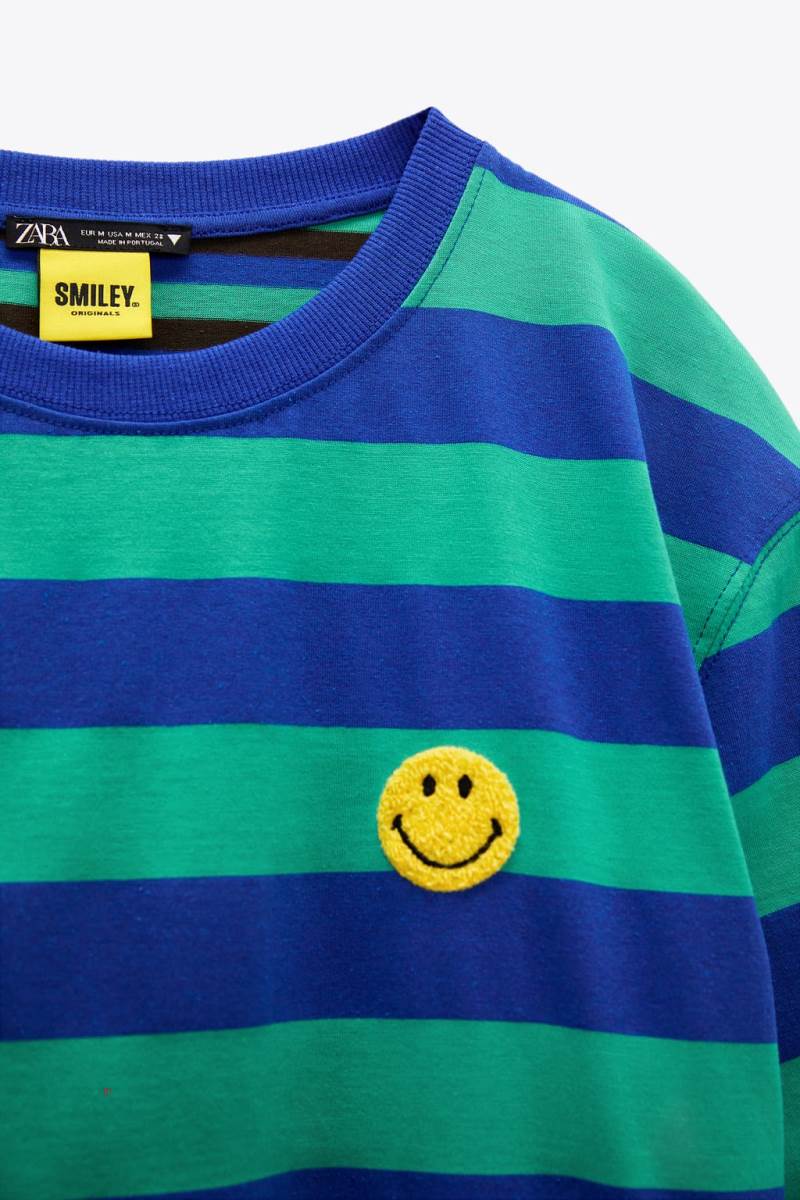 ZARA SMILEY ® T-shirt Dam Gröna | IWZMH-0256